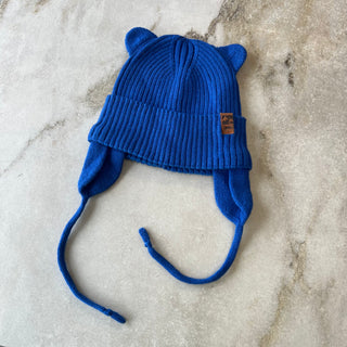 Tuque mi-saison tricot bleu Deux par Deux 6/12 mois