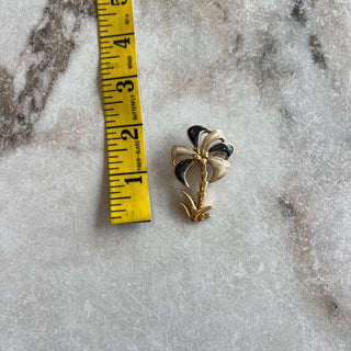 Broche palmier noir et beige