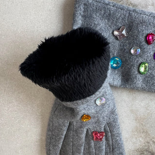 Gants en laine gris