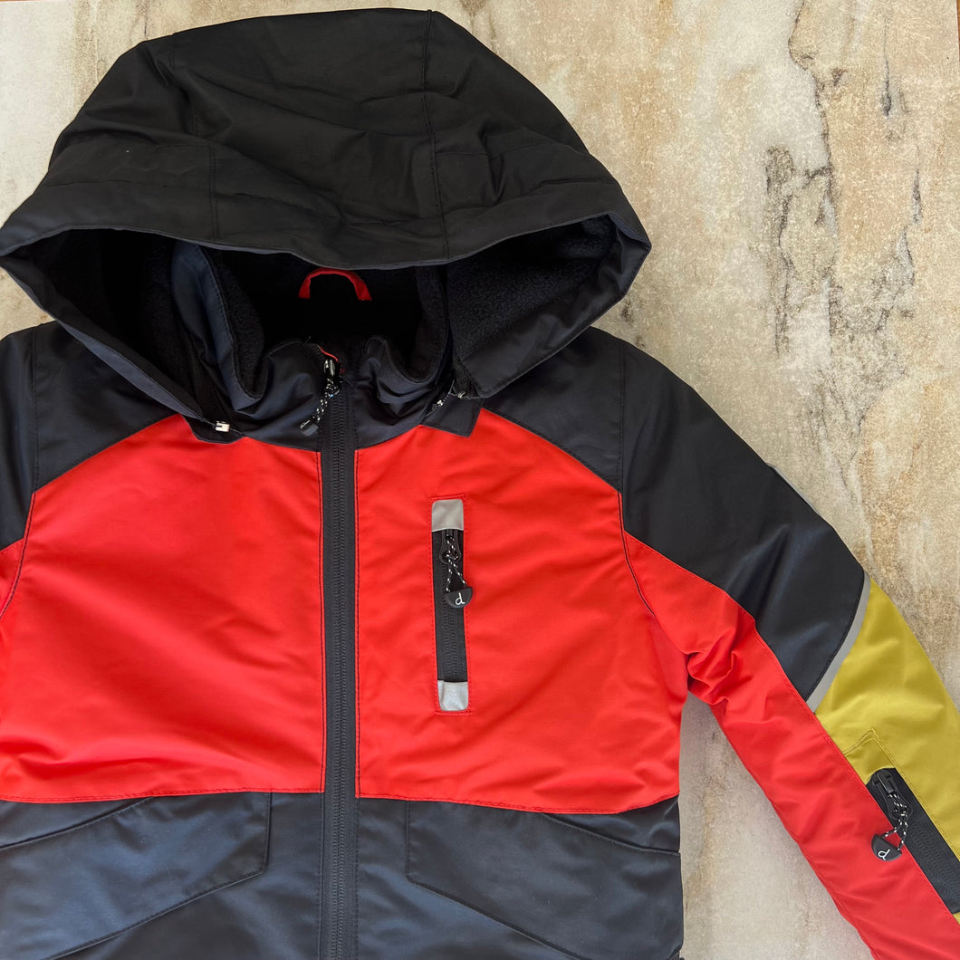 Manteau d'hiver noir, jaune et rouge Deux par Deux