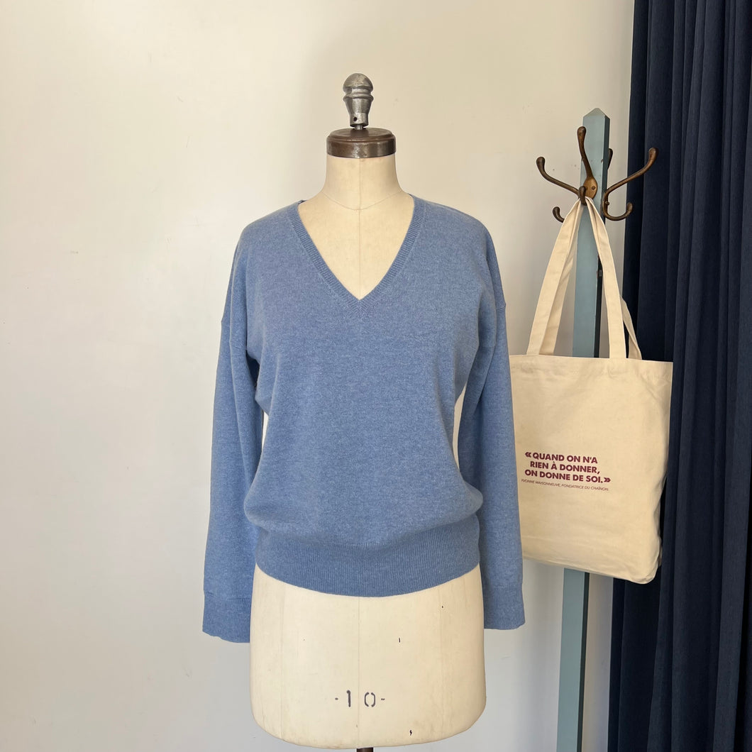 Chandail en cachemire House of Liberty col V bleu