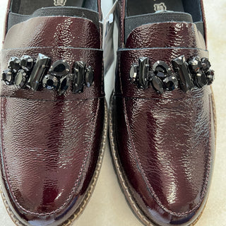 Chaussures loafers en cuir rouge bordeaux Imac