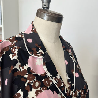 Chemise en soie à fleurs rose et brune Laura Urbinati