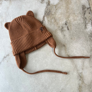 Tuque mi-saison tricot brun Deux par Deux 6/12 mois