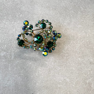 Broche dorée et verte vintage Triad