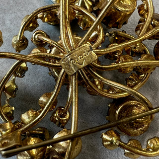 Broche dorée et verte vintage Triad