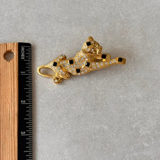 Broche vintage félin doré