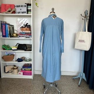 Robe chemise en coton bleu Echo