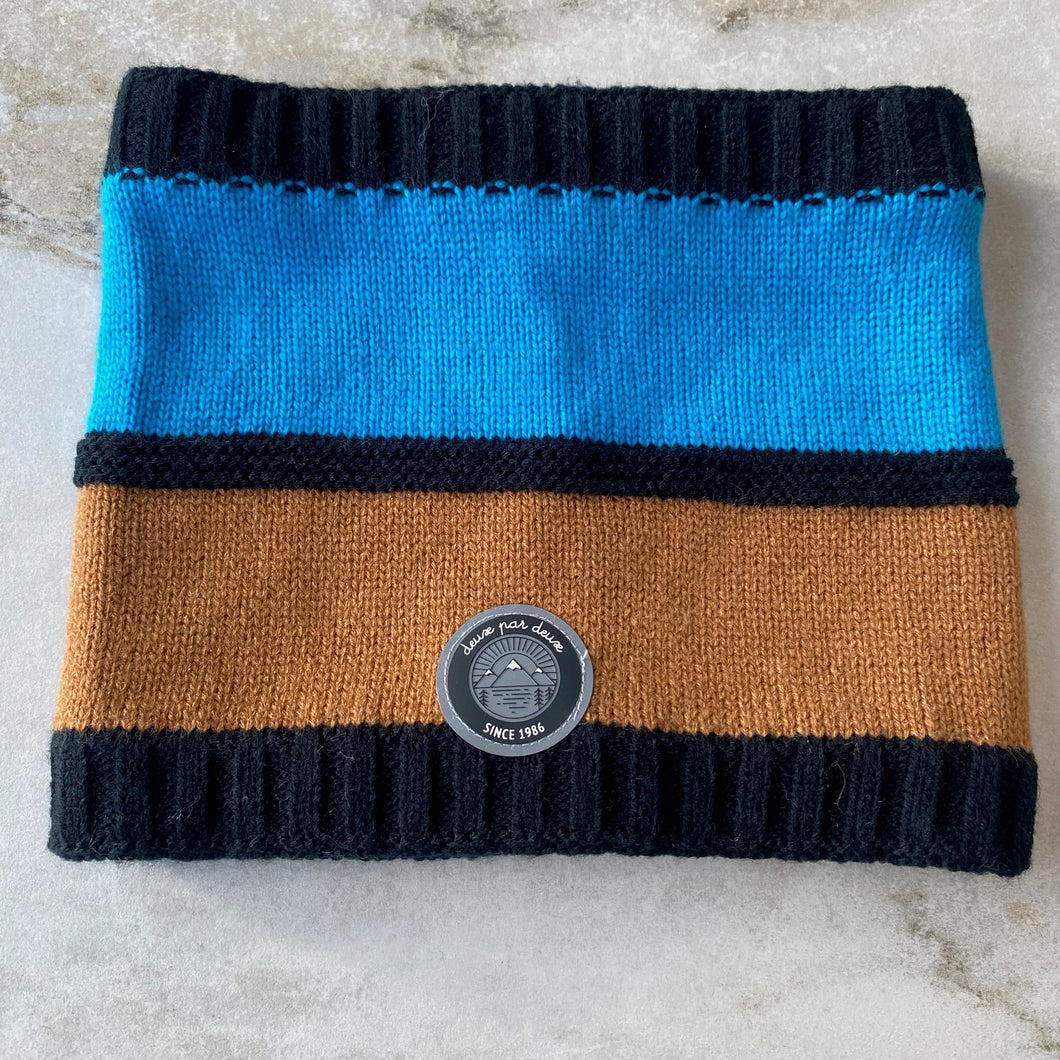 Cache-cou hiver bleu, brun et noir Deux par Deux