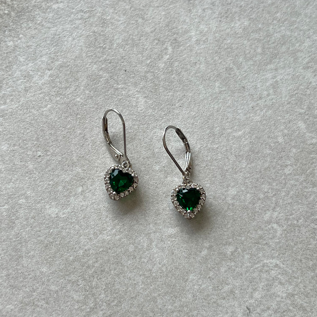 Boucles d'oreilles coeurs verts