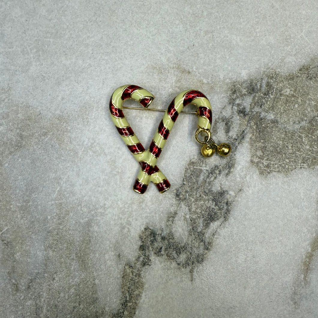 Broche canne de Noël