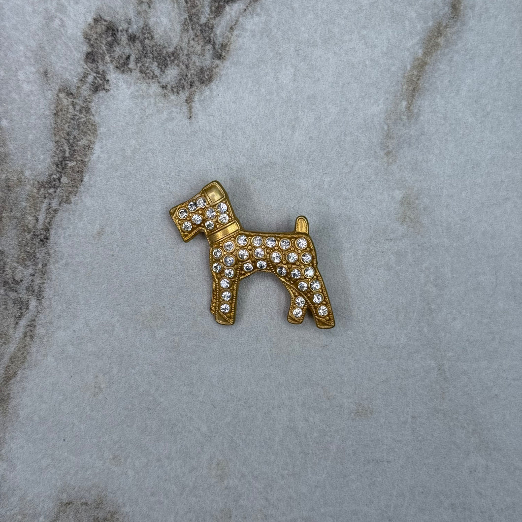 Broche chien doré