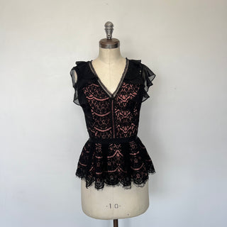 Blouse noire et rose Adelyn Rae