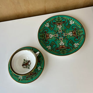 Ensemble de service à thé 3 pièces Wedgwood England 1759 Emerald Forest Bone China