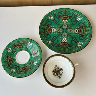 Ensemble de service à thé 3 pièces Wedgwood England 1759 Emerald Forest Bone China