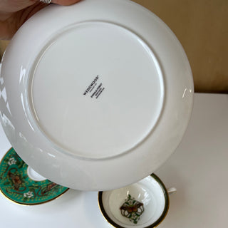 Ensemble de service à thé 3 pièces Wedgwood England 1759 Emerald Forest Bone China