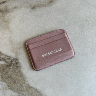 Porte-cartes rose en cuir Balenciaga