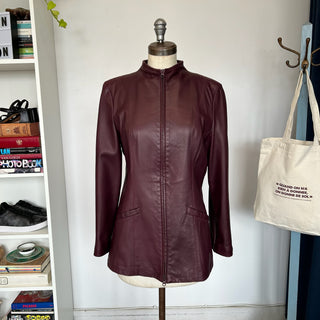 Veste de cuir rouge vin Danier