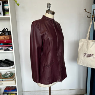 Veste de cuir rouge vin Danier