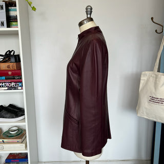 Veste de cuir rouge vin Danier