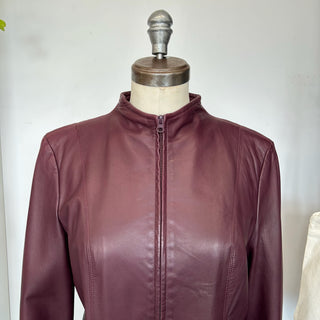 Veste de cuir rouge vin Danier