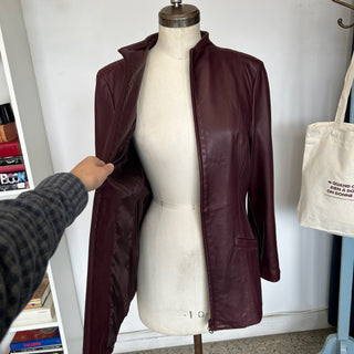 Veste de cuir rouge vin Danier