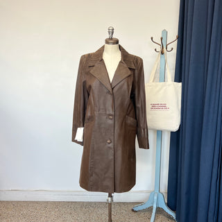 Manteau en cuir brun Lavoie Morin cuir et fourrures