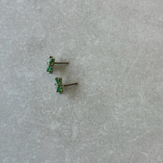 Boucles d'oreilles fleurs vertes argent 925