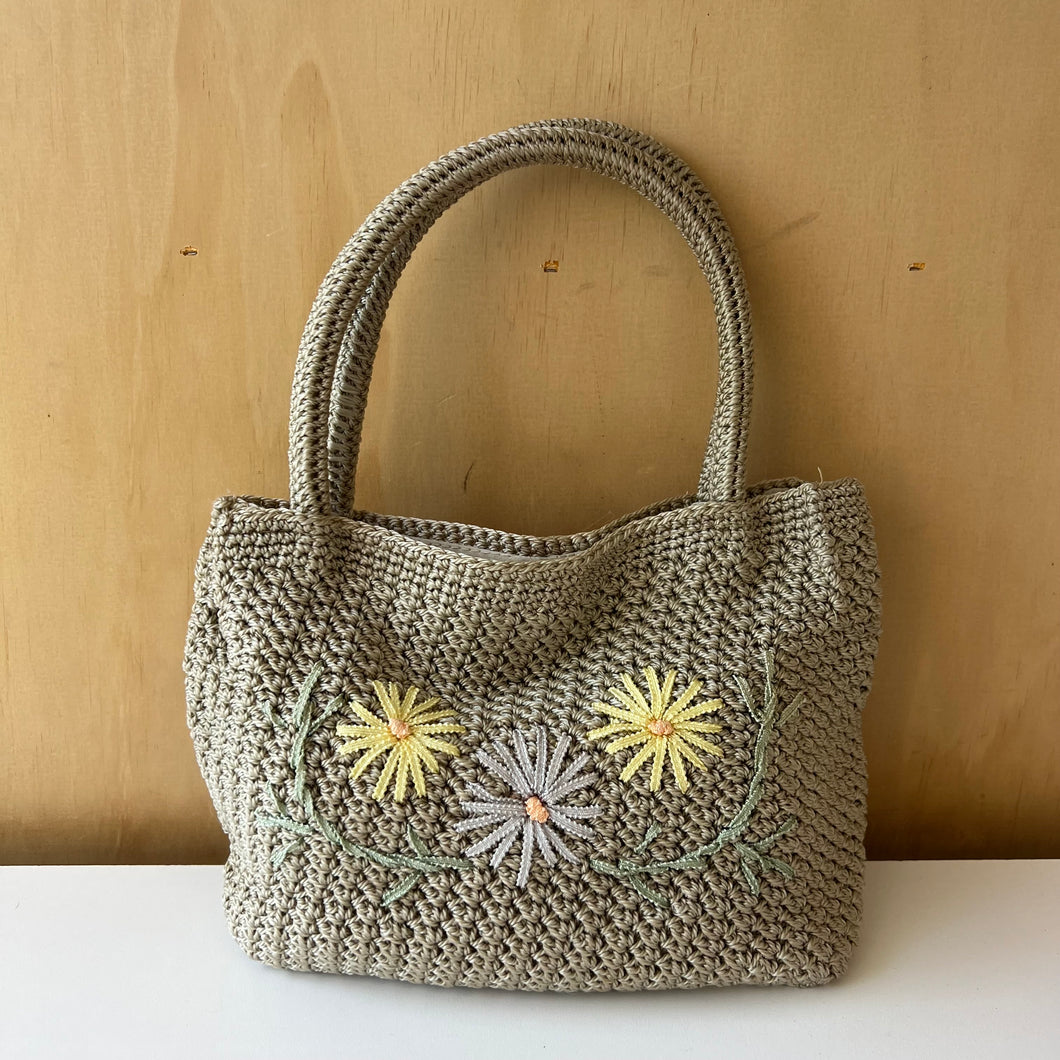 Sac à main vintage fleurs brodées