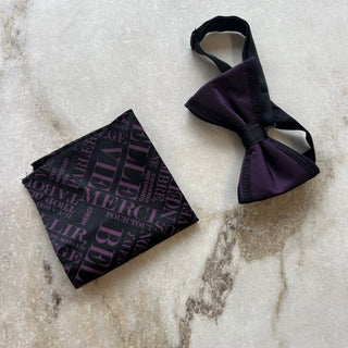 Nœud papillon et foulard mauve et noir Philippe Dubuc